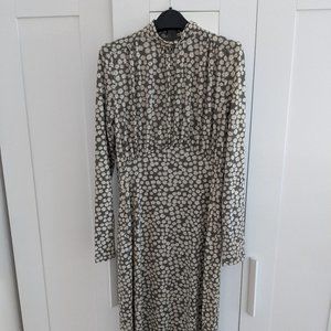 Mango Floral High Neck Dress with Leg Slit